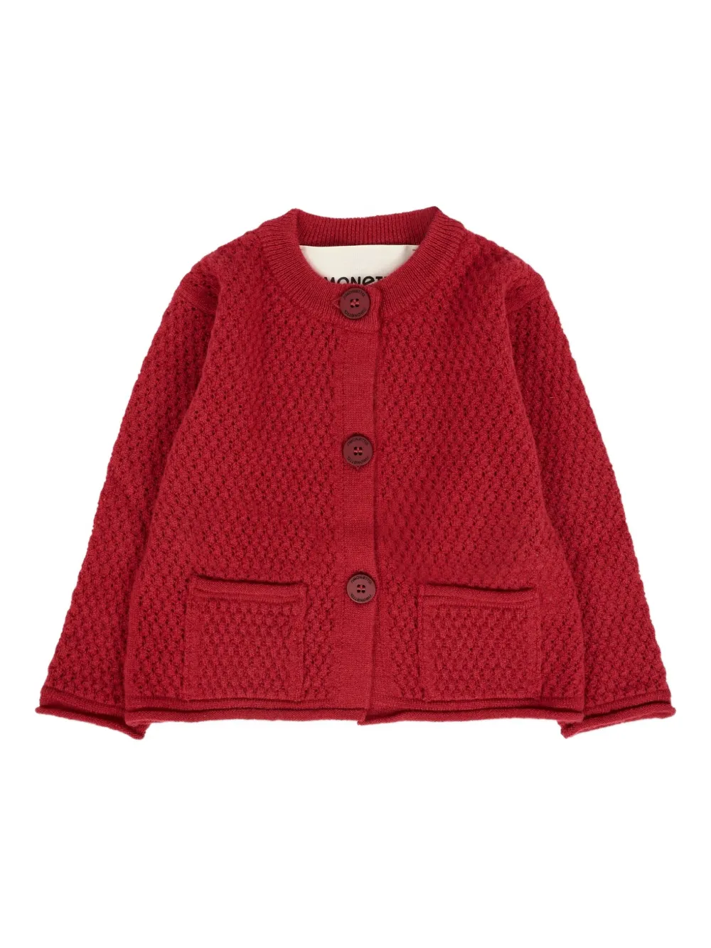 Simonetta Babies' Textured Pocket Cardigan In Red