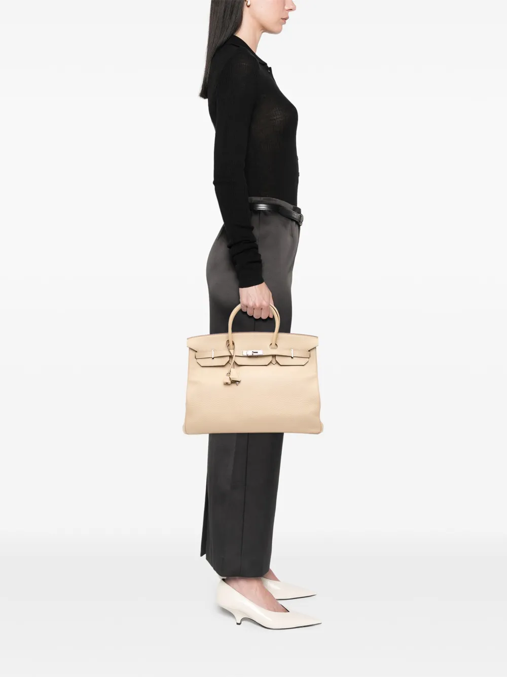 Pre-owned Hermes 2008 Togo Birkin Retourne 40 Handbag In Brown