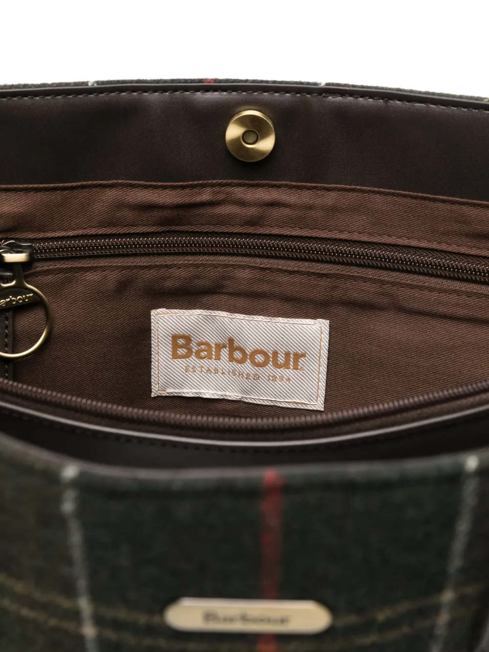 Barbour Large Plaid-pattern Tote Bag In Green
