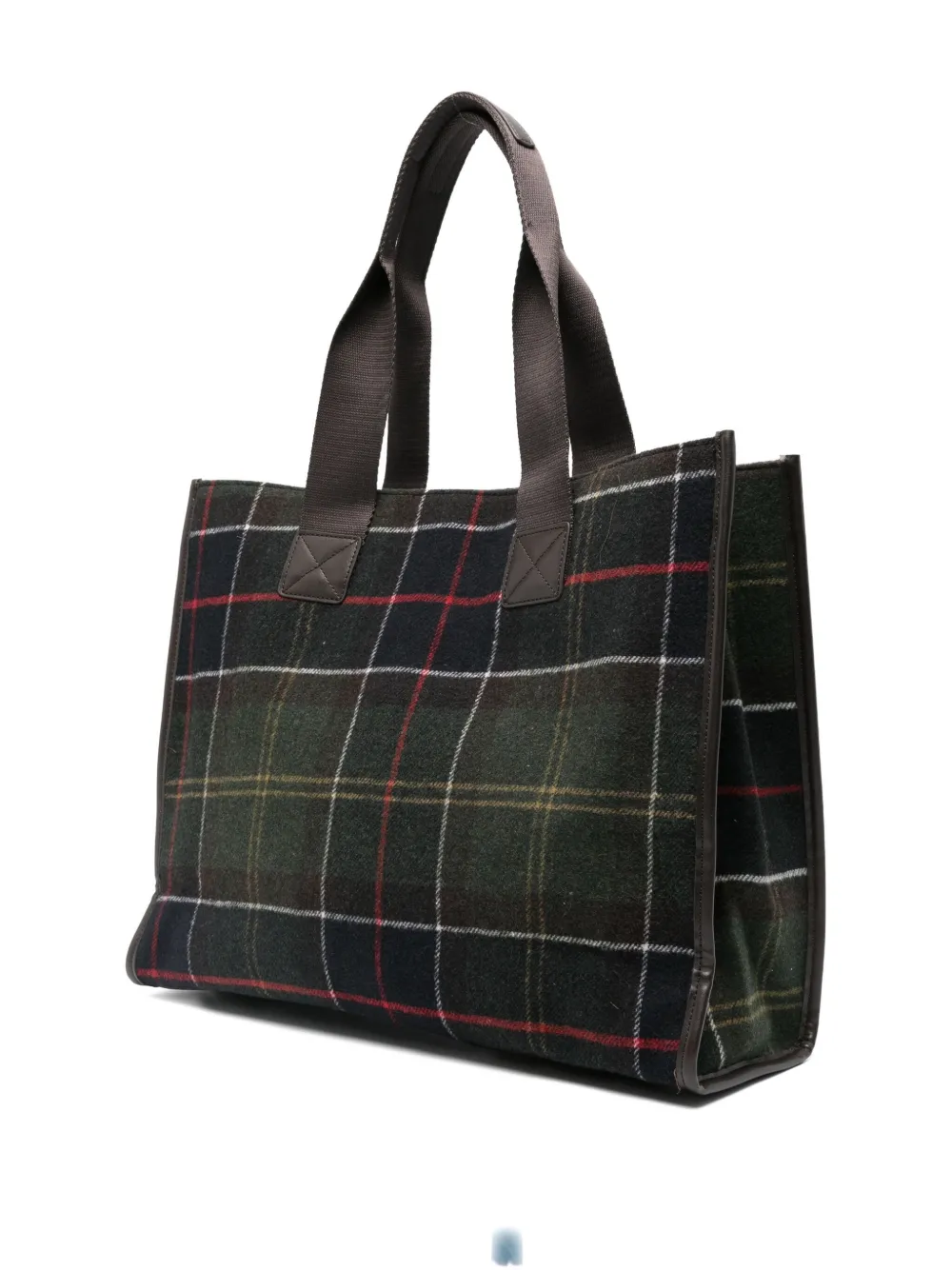 Barbour large plaid-pattern tote bag - Groen