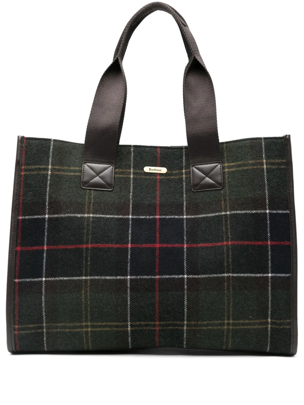 Barbour large plaid-pattern tote bag | Green | Image 1