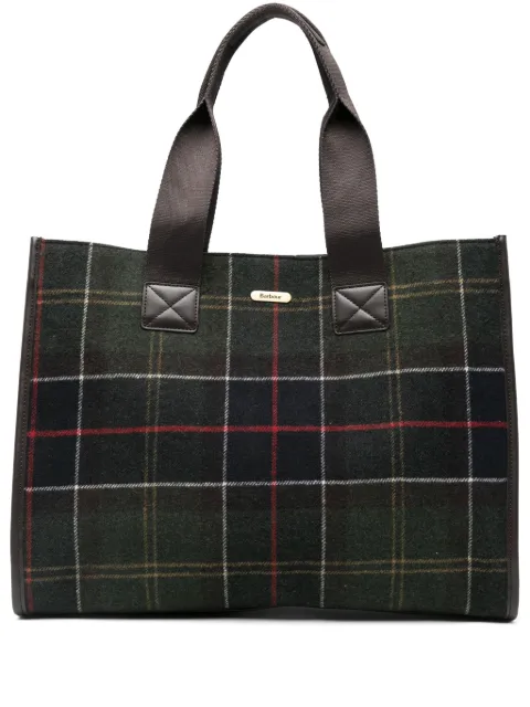 Barbour large plaid-pattern tote bag