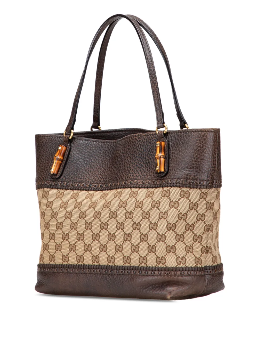 Pre-owned Gucci 2000-2015 Medium Gg Canvas Laidback Crafty Tote Bag In Brown