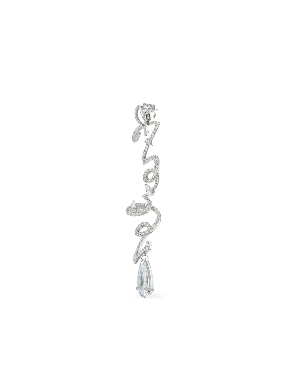 Anabela Chan 14k White Gold And Rhodium Vermeil Script Diamond Earrings In Silver
