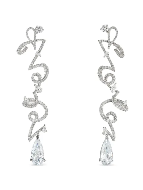 Anabela Chan 14K white gold and rhodium vermeil Script diamond earrings