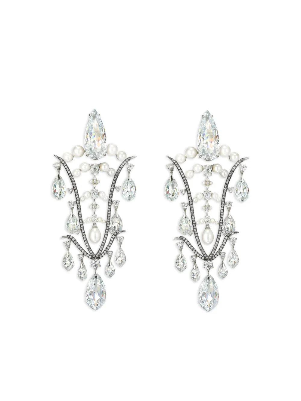 Anabela Chan Orecchini Supernova in oro bianco 14 carati e vermeil rodiato con zaffiri - Argento