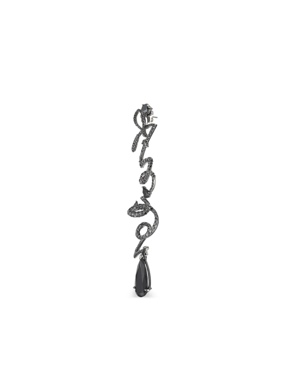 Anabela Chan 18k White Gold Script Diamonds Earrings In Black