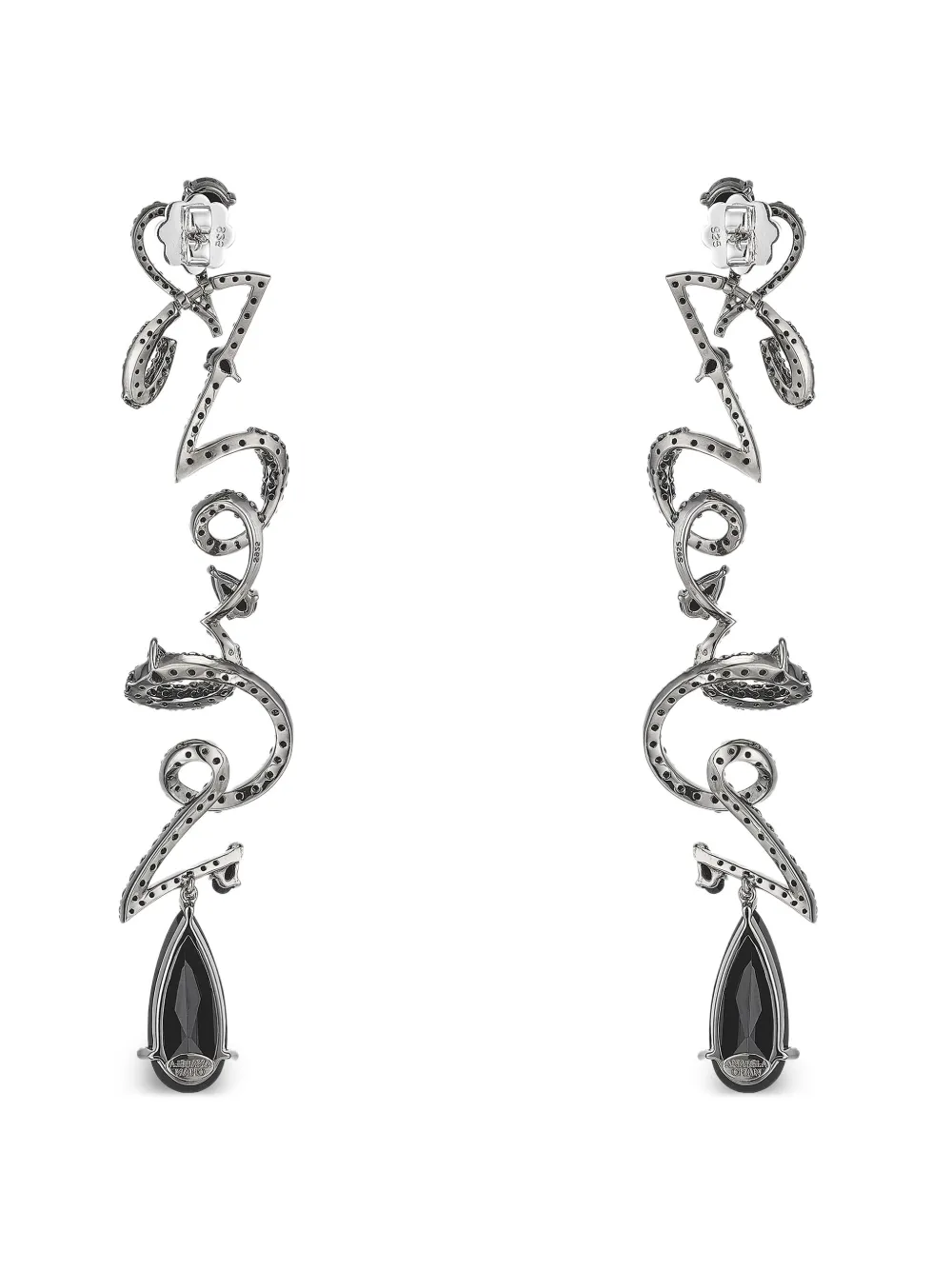 Anabela Chan 18k White Gold Script Diamonds Earrings In Black