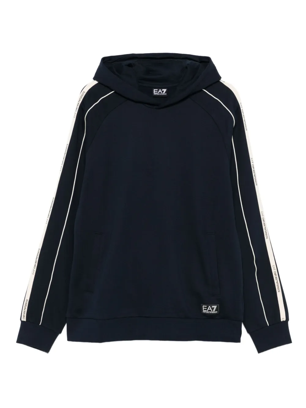 Ea7 Emporio Armani tape-detailed cotton hoodie | Blue | Image 1