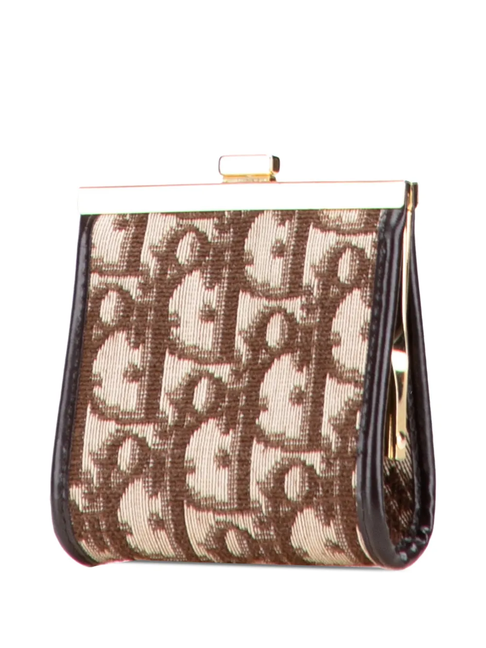 Pre-owned Dior 2000-2025 Oblique Canvas Clasp Coin Pouch In Brown