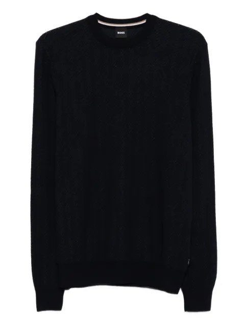 BOSS herringbone-pattern crew-neck sweater