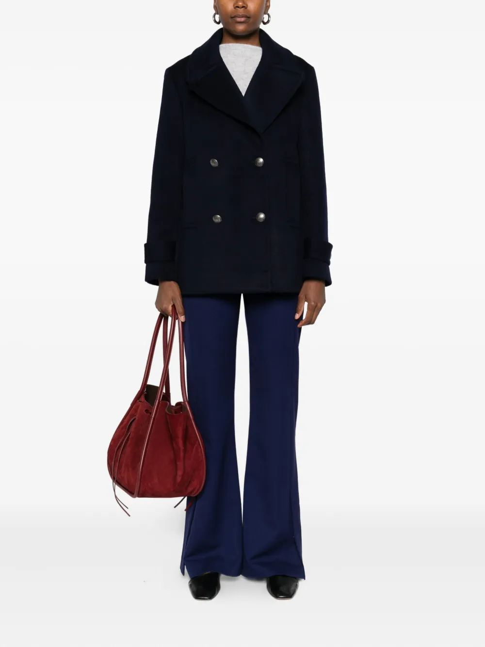 Patrizia Pepe embroidered split-hem trousers - Blauw