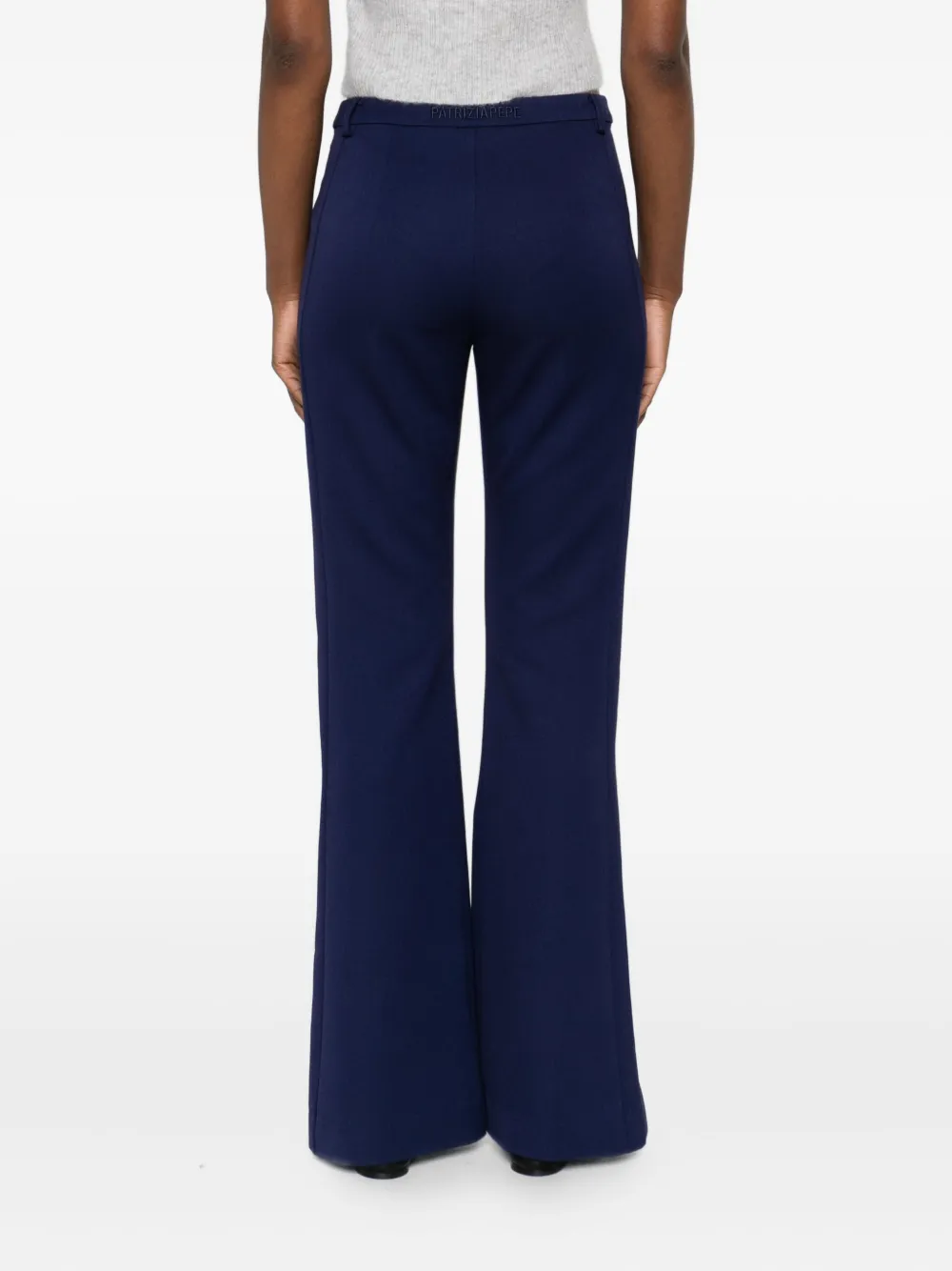 Patrizia Pepe Embroidered Split-hem Trousers In Blue