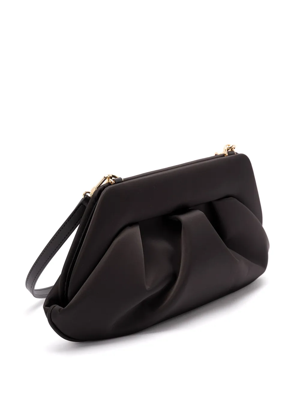 Themoirè Emera gathered clutch bag Zwart