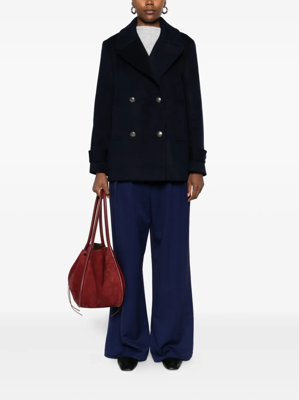Patrizia Pepe pleated wide-leg trousers - Blauw