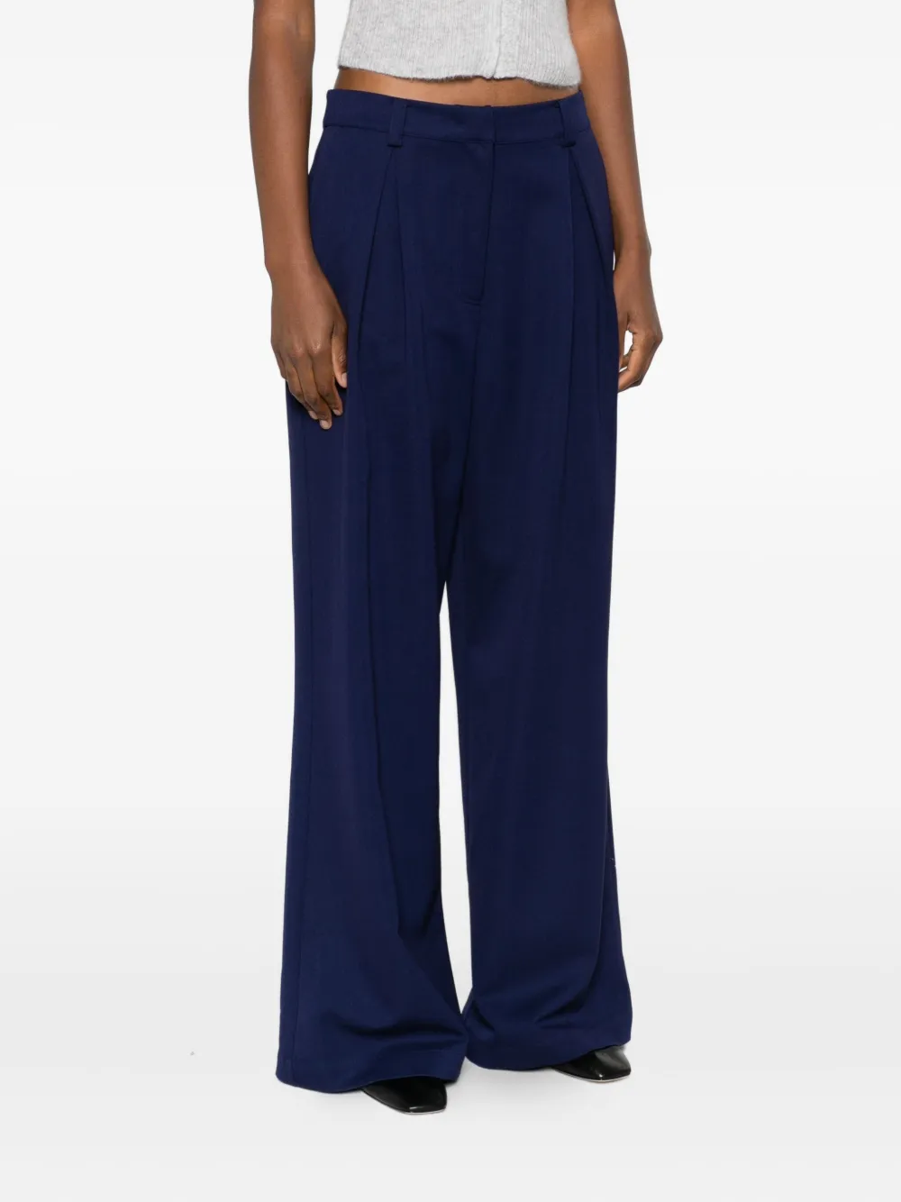 Patrizia Pepe Pleated Wide-leg Trousers In Blue