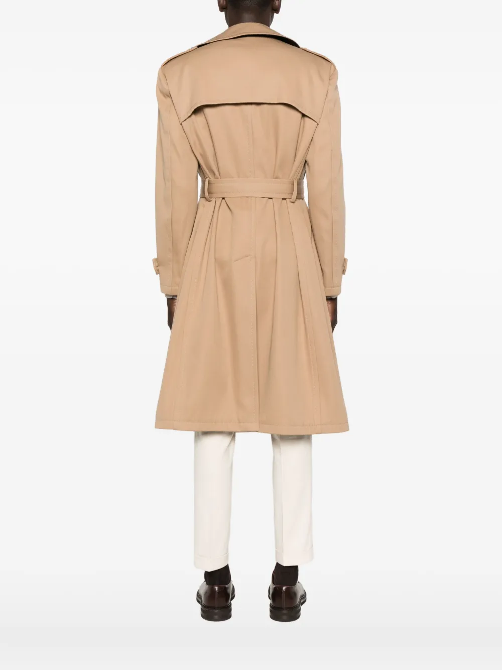 Tagliatore Double-breasted Belted Trench Coat In Neutral