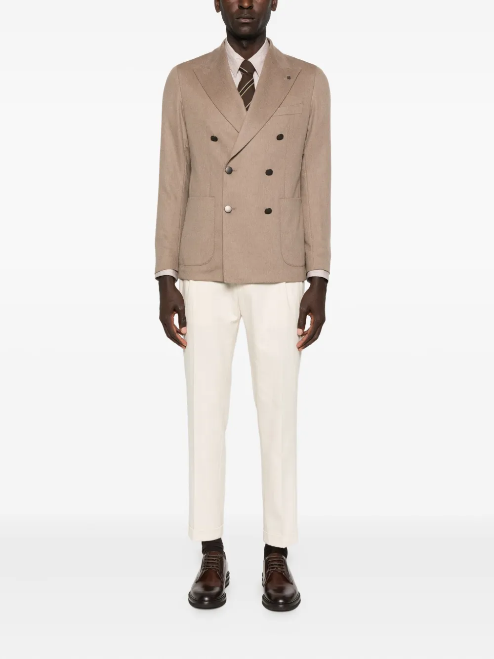 Berwich Barber broek met geplooide voorkant - Beige