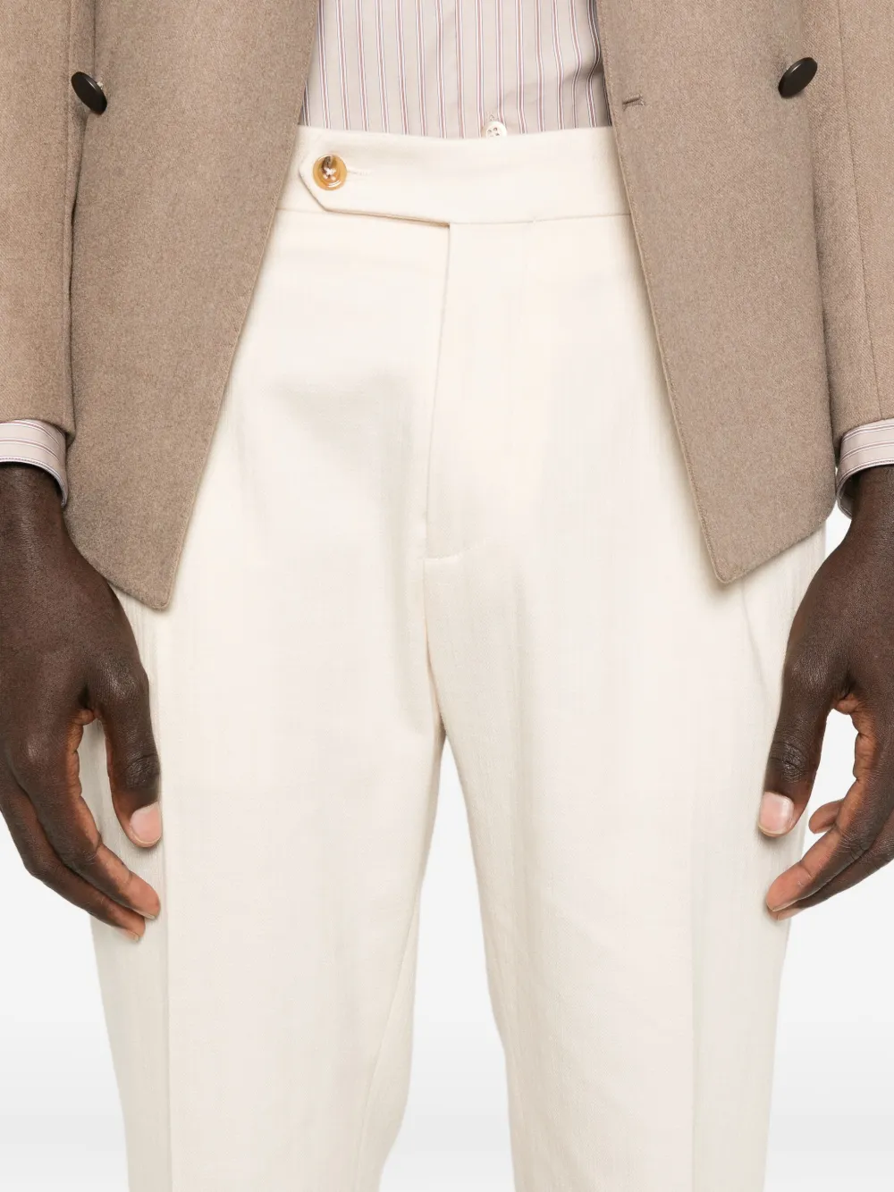 Berwich Barber broek met geplooide voorkant Beige