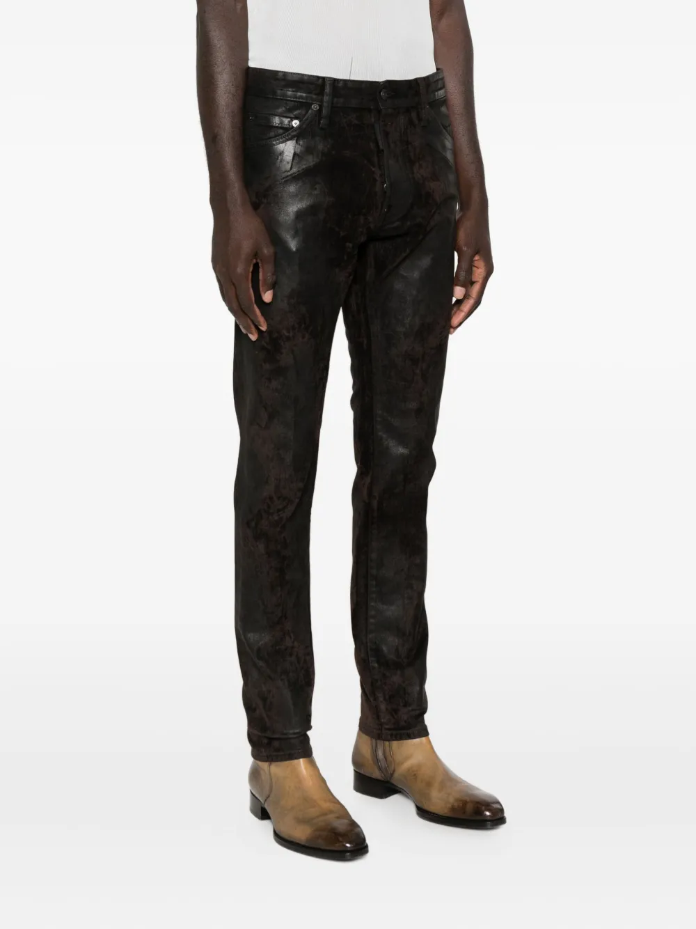 Dsquared2 Metallic-effect Trousers In Black