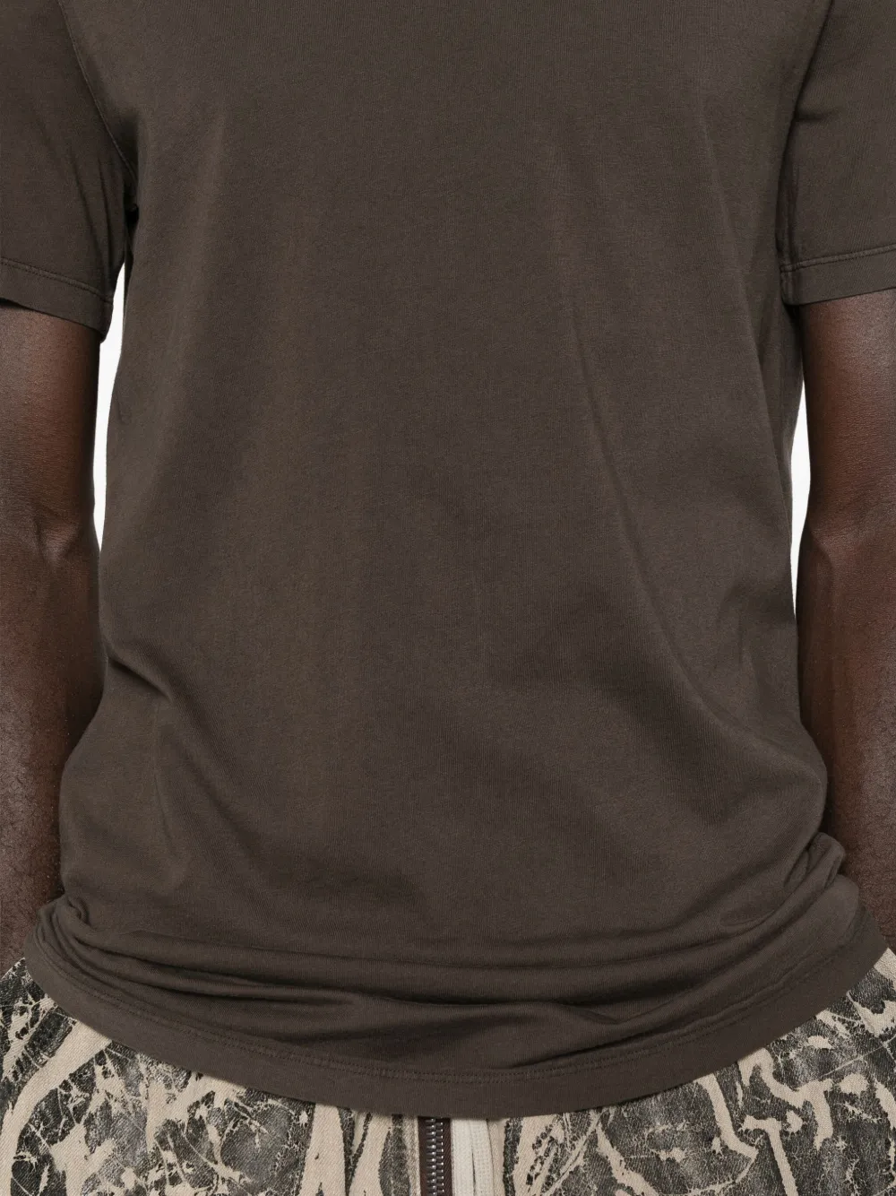 Rick Owens Drkshdw Short-sleeve Trailing-detail T-shirt In Brown