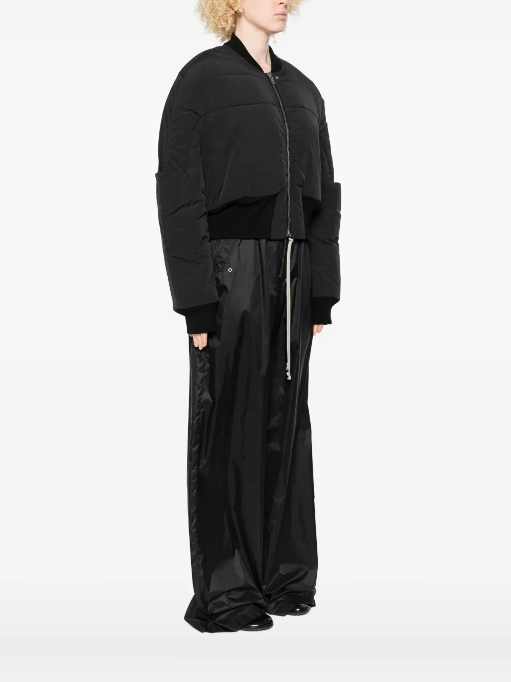 Rick Owens Cropped Bomber Jacket In Black