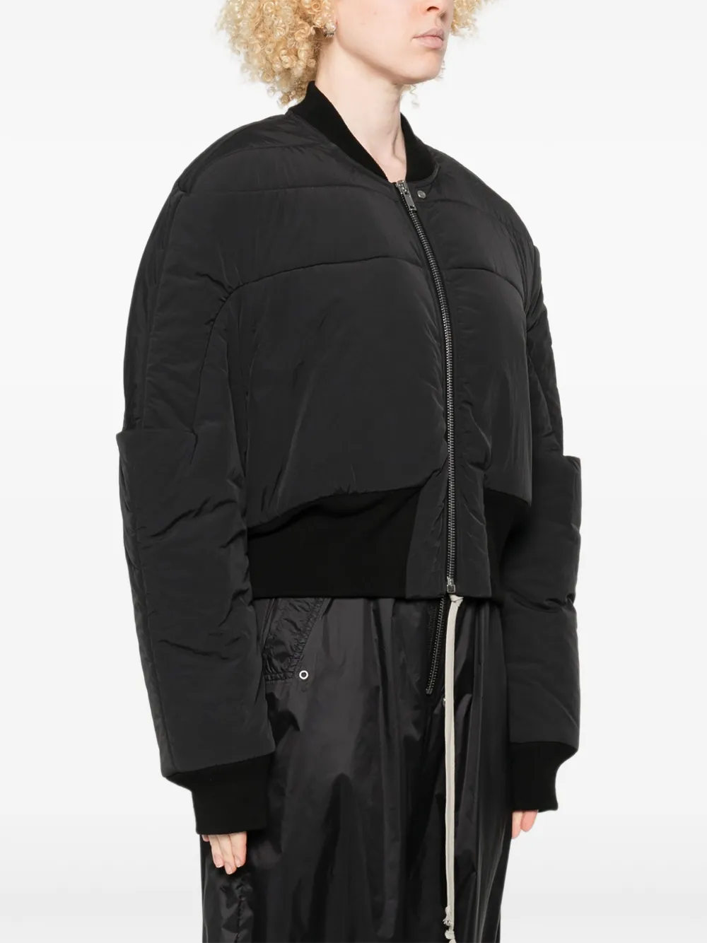 Rick Owens Cropped bomberjack Zwart