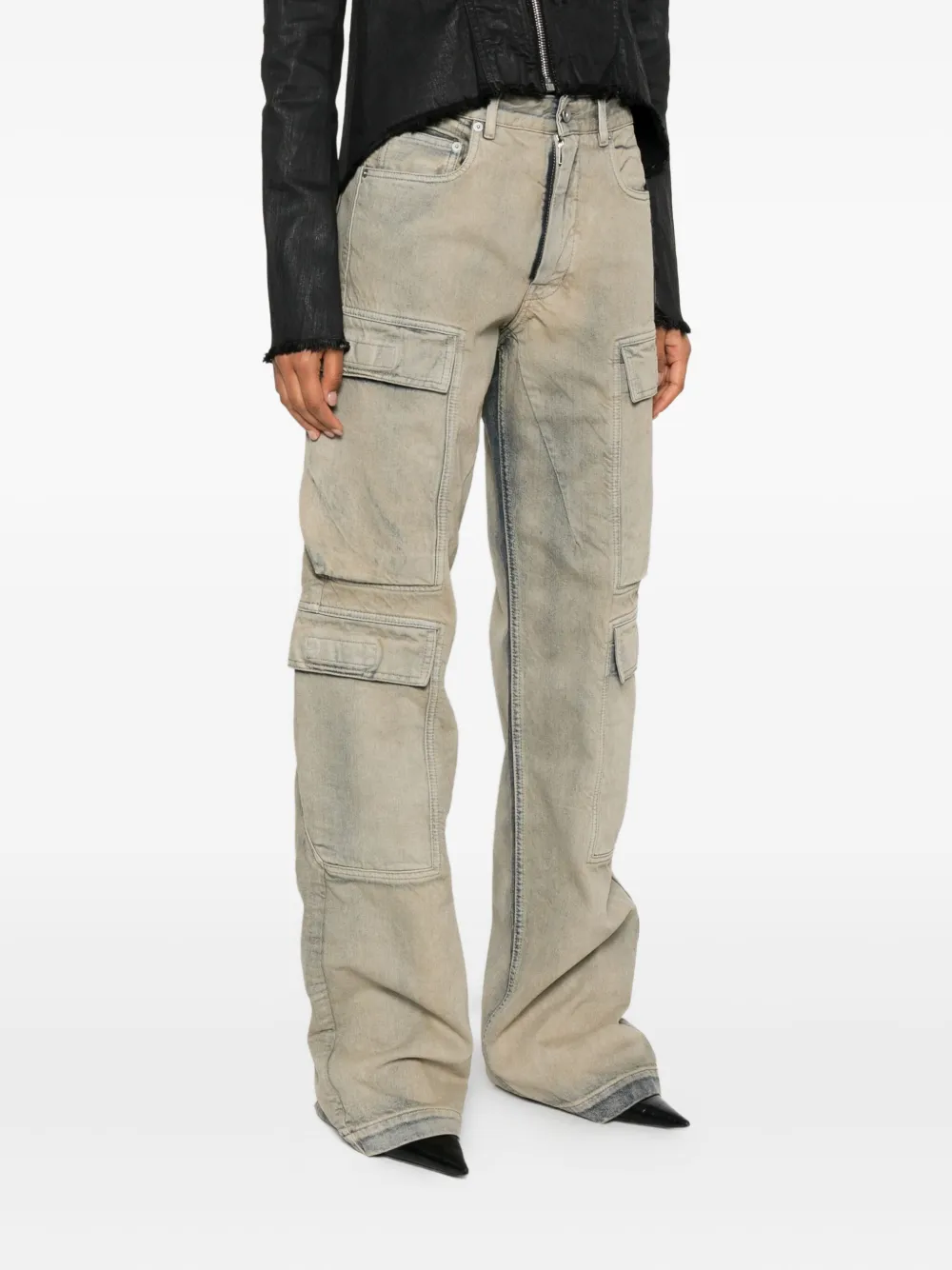 Rick Owens Drkshdw Utility Straight Leg Cargo Denim Trousers In Multi