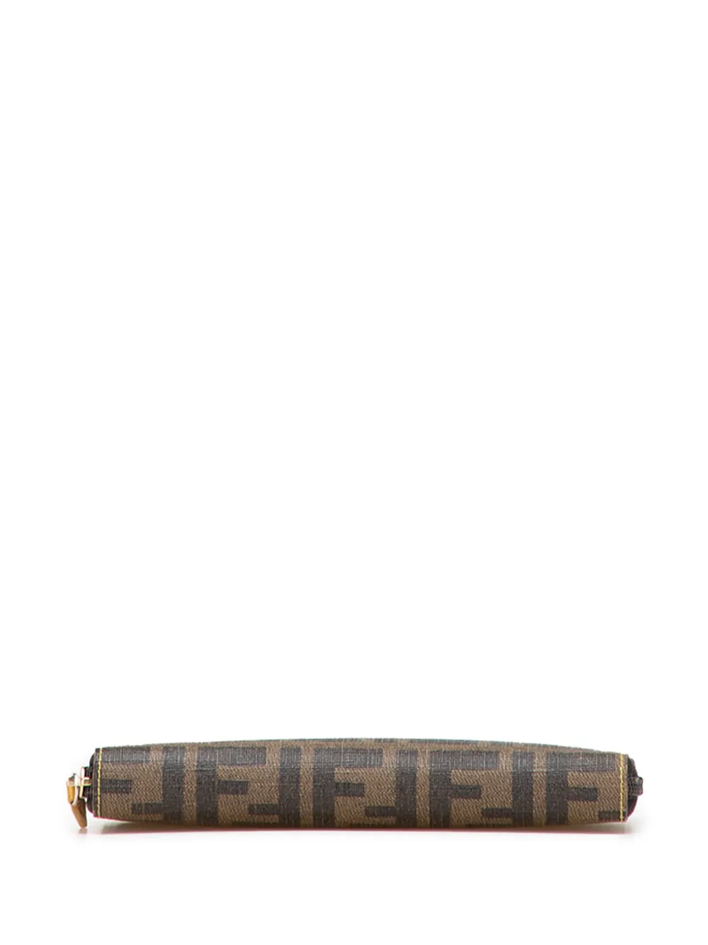 Pre-owned Fendi 2000-2010 Zucca Coated Canvas Zip Around Wallet Long Wallets In Brown