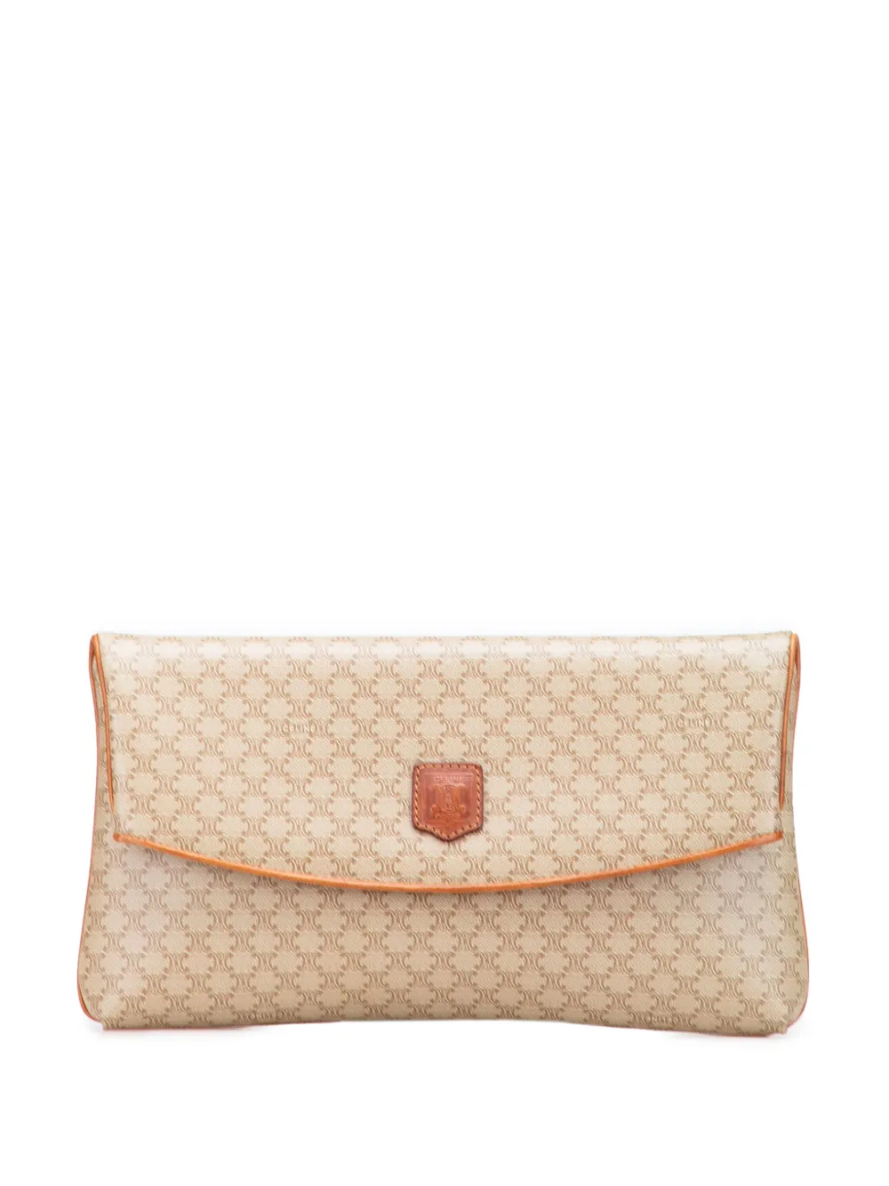 Pre-owned Celine 1990 Macadam Coated Canvas Clutch Bag In Brown