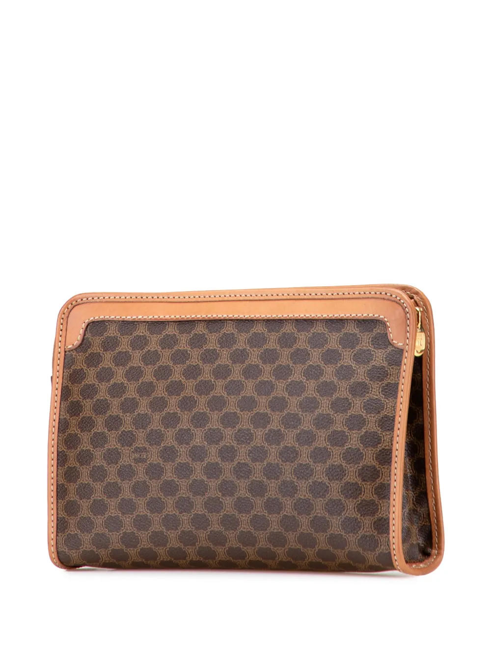 Pre-owned Celine 2005 Macadam Coated Canvas Clutch Bag In Brown