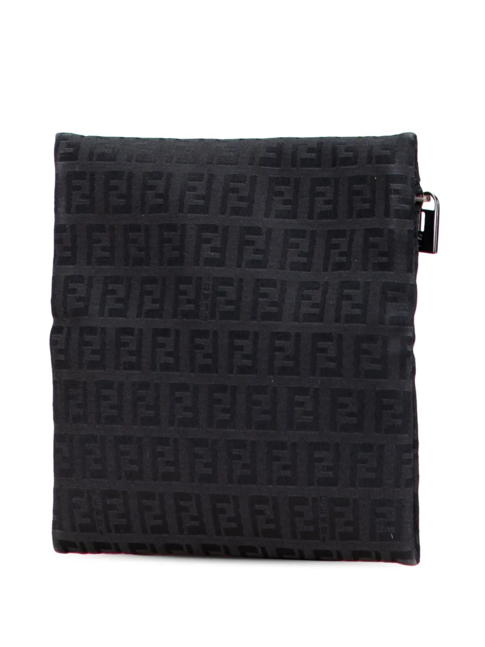 Pre-owned Fendi 2000-2010 Zucchino Canvas Pouch In Black