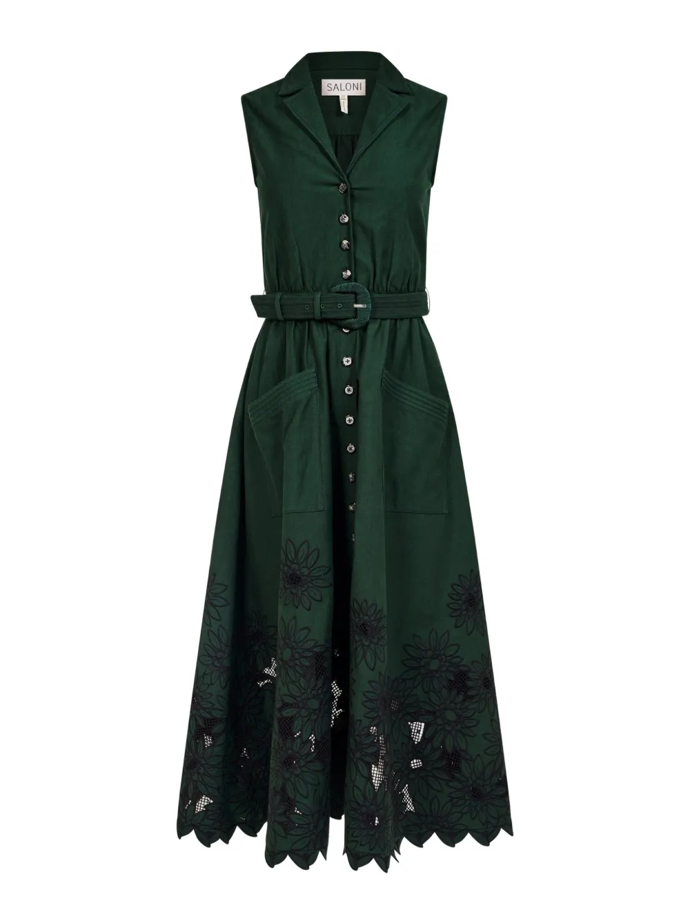 Saloni Midi-jurk met gewelfde afwerking - Groen