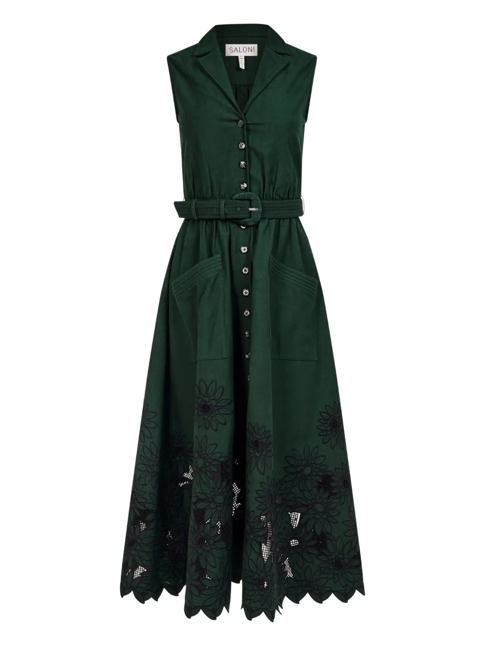 Saloni scalloped-hem midi dress | Green | Image 1