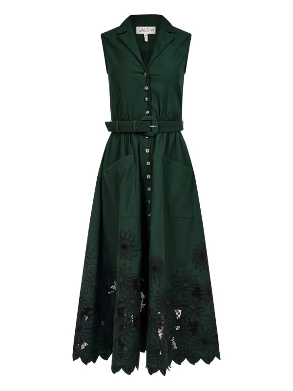 Saloni scalloped-hem Midi Dress Green FARFETCH BH
