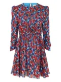 Saloni floral-pattern mini dress - Red