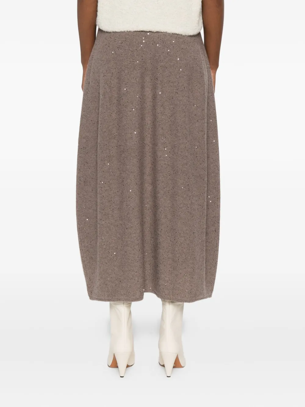 Antonelli Sequin-embellished Midi Skirt In Brown