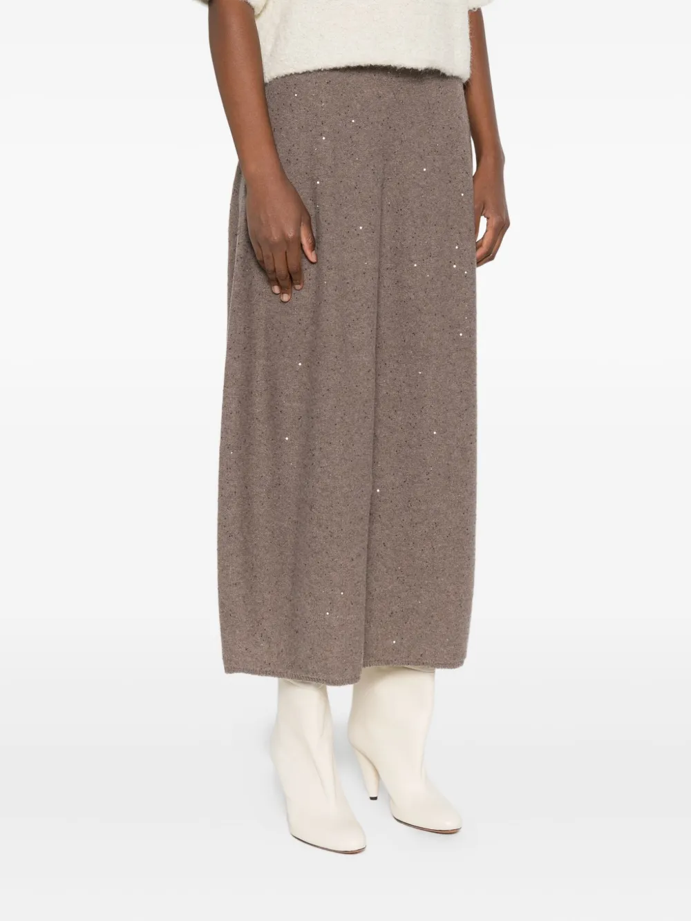 Antonelli Sequin-embellished Midi Skirt In Brown