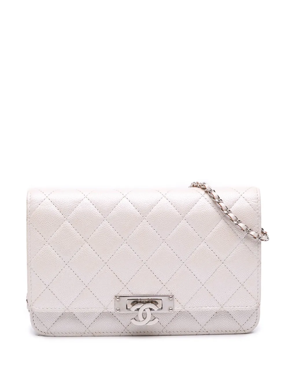 CHANEL Pre-Owned 2019 マトラッセ キャビア ゴールデンクラス ウォレットオンチェーン ショルダーバッグ - ホワイト CHANEL Pre-Owned 2019 マトラッセ キャビア ゴールデンクラス ウォレットオンチェーン ショルダーバッグ - ホワイト