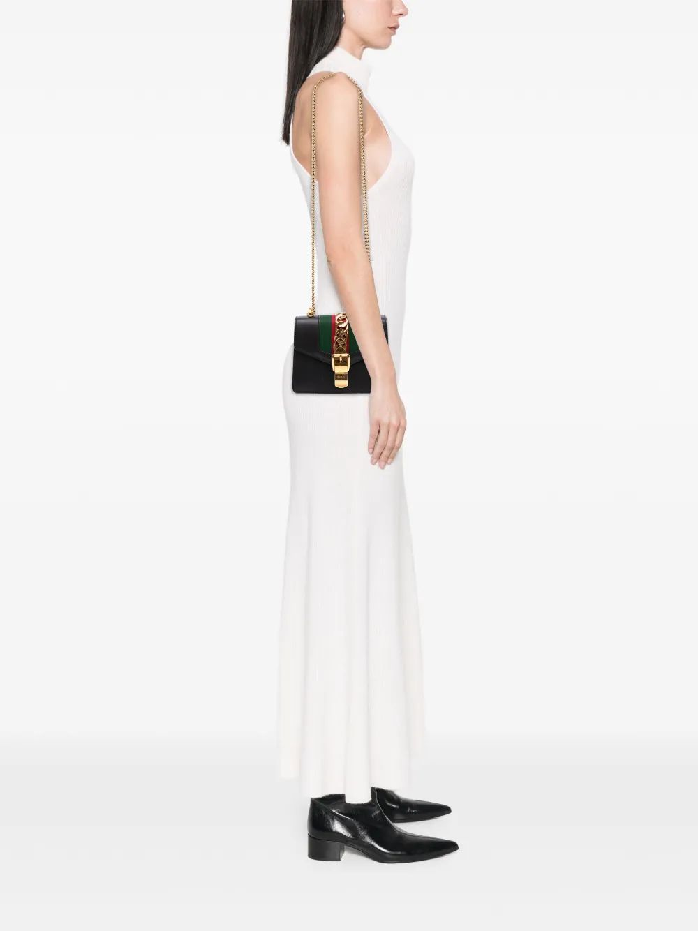 Gucci Pre-Owned 2016-2025 Mini Leather Web Sylvie Chain crossbody bag | Pre-Owned | Image 2