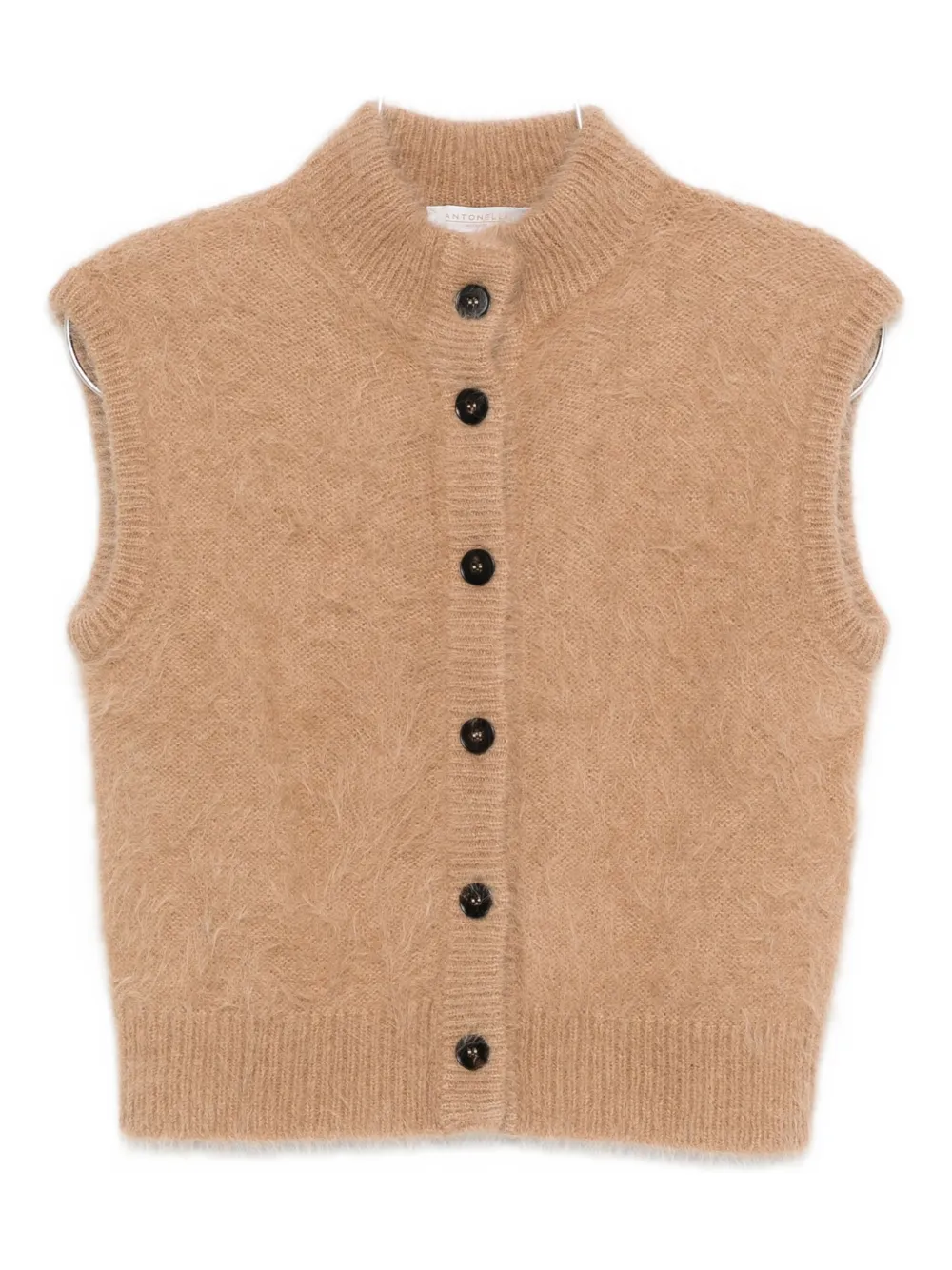 Antonelli High-neck Buttoned Cardigan In Neutral