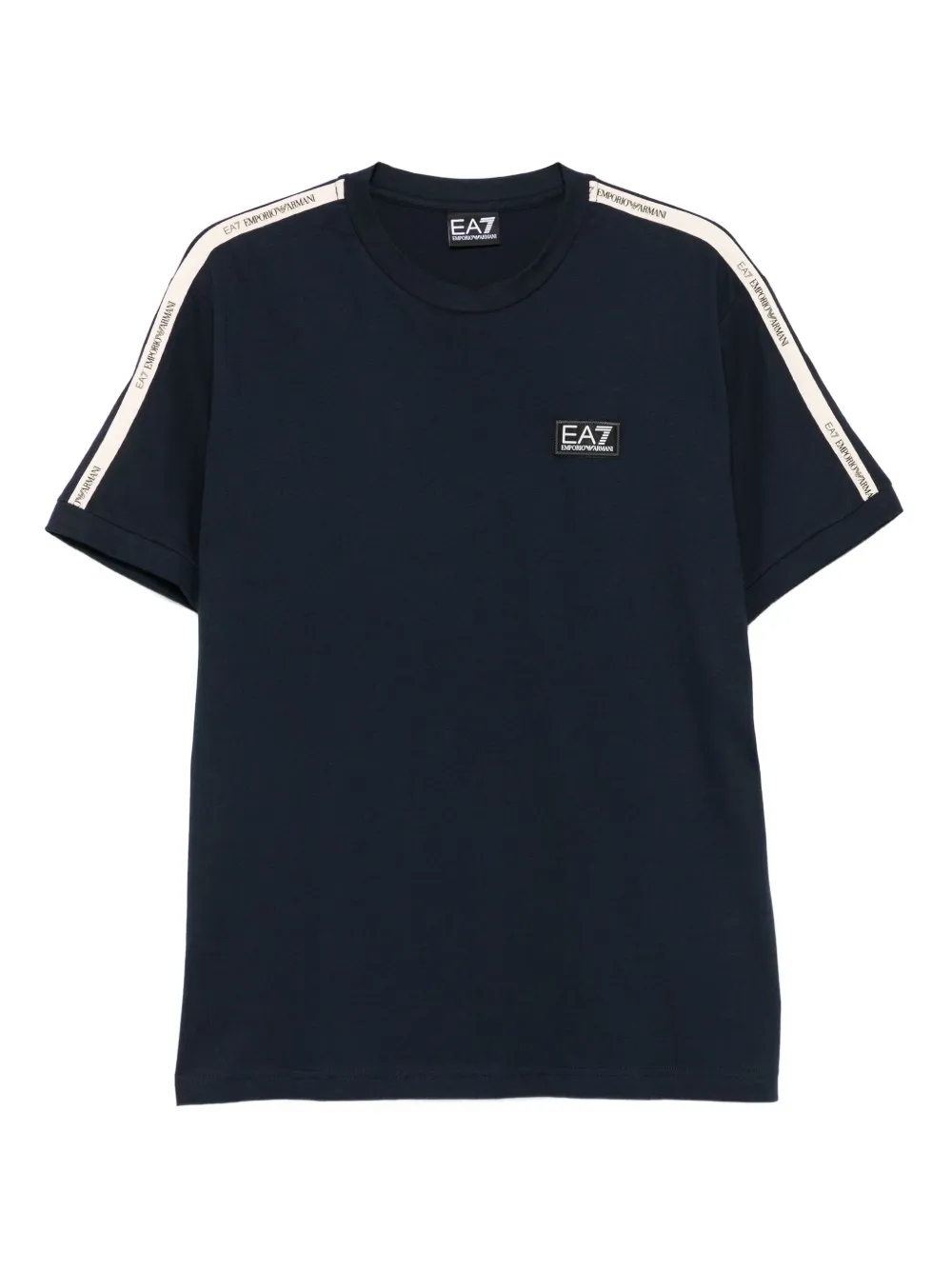 Ea7 Emporio Armani logo-patch stripe-detail T-shirt | Blue | Image 1