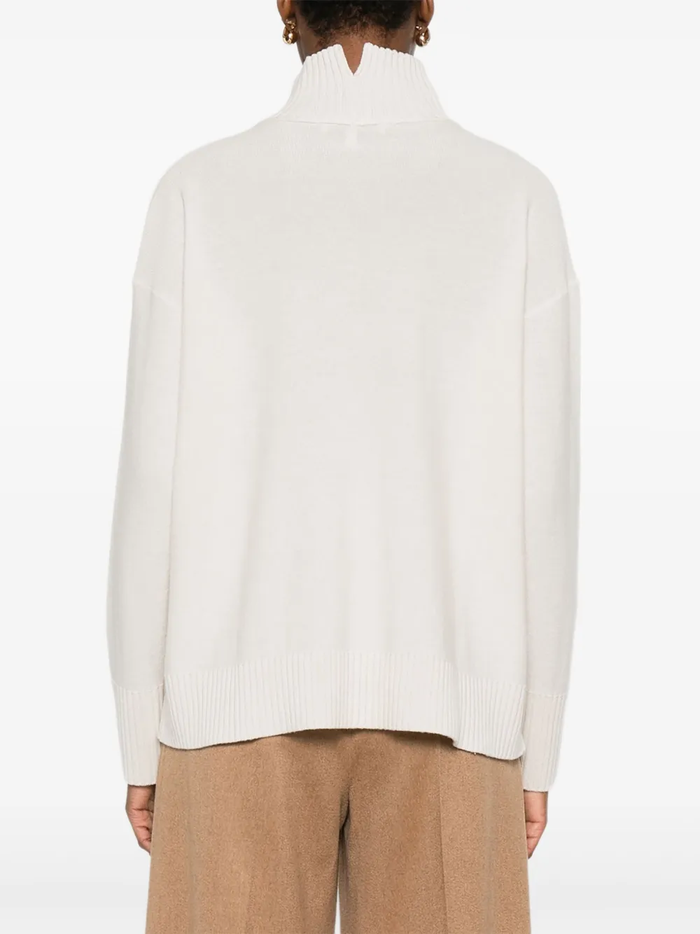 Antonelli Geribbelde trui met hoge hals Beige