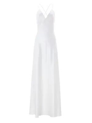 navy blue dress for baby girl Khaite Amello Floral Silk Organza Backless Tea-Length Dress