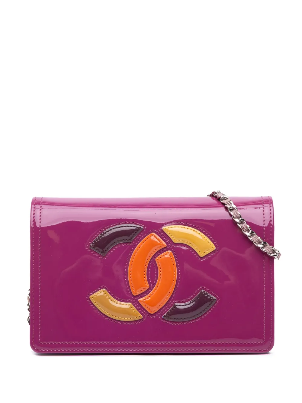 CHANEL Pre-Owned 2012 パテント ココマーク リップスティック ウォレットオンチェーン ショルダーバッグ - パープル CHANEL Pre-Owned 2012 パテント ココマーク リップスティック ウォレットオンチェーン ショルダーバッグ - パープル