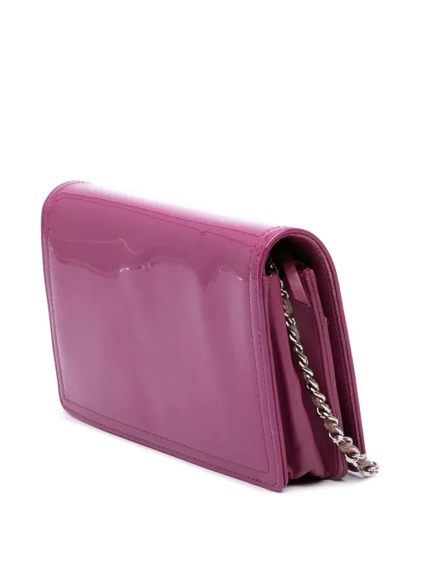 CHANEL Pre-Owned 2012 Patent CC Lipstick Wallet On Chain Crossbody