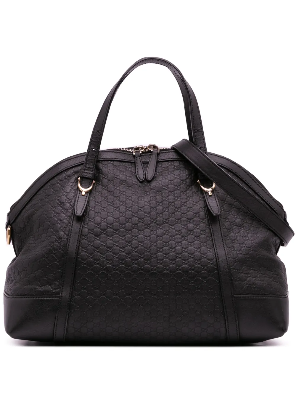 Gucci Pre-Owned 2016-2025 ラージ マイクログッチシマ ニース ドーム サッチェルバッグ - ブラック Gucci Pre-Owned 2016-2025 ラージ マイクログッチシマ ニース ドーム サッチェルバッグ - ブラック