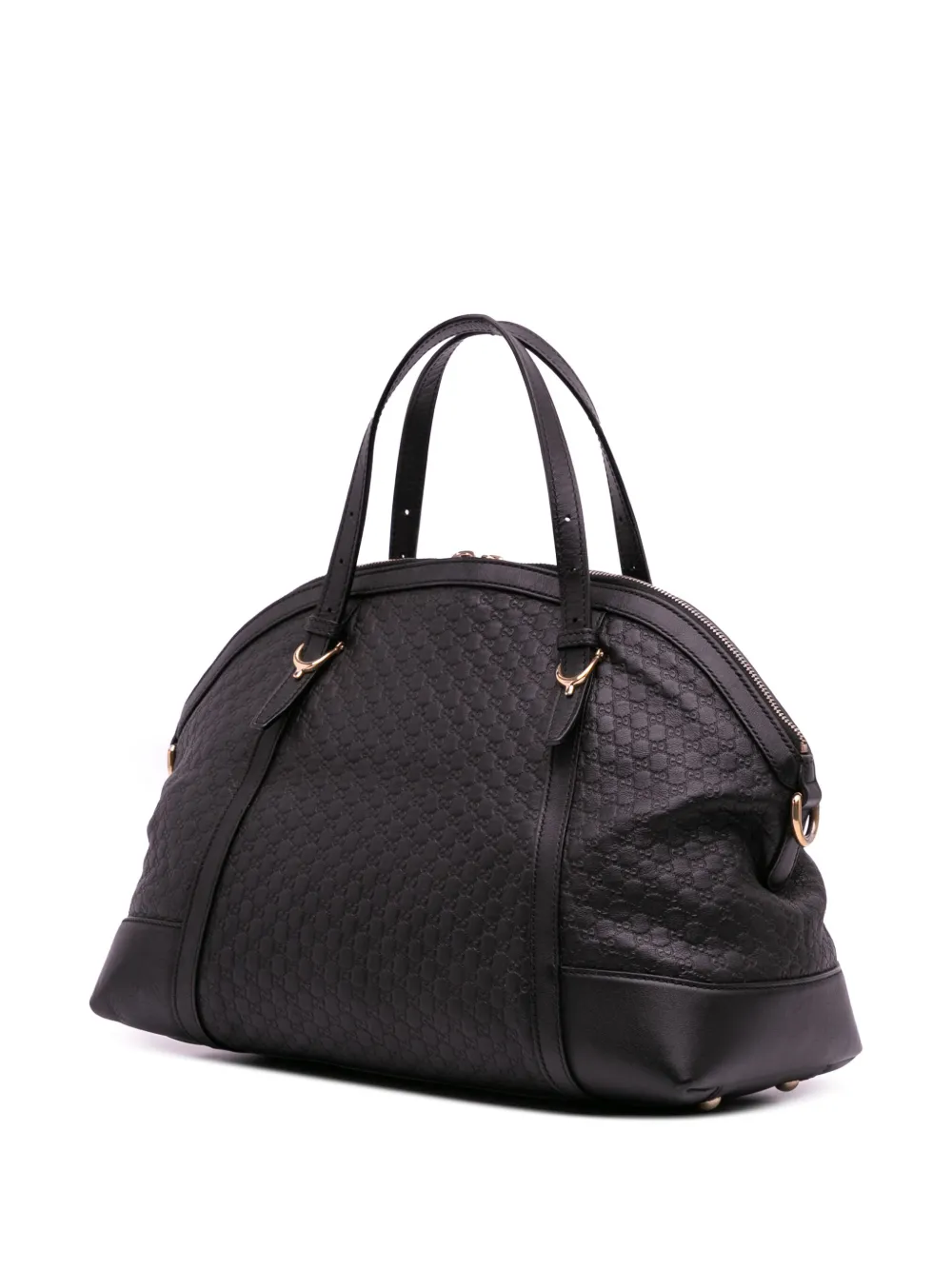 Pre-owned Gucci 2016-2025 Large Microssima Nice Dome Satchel In Black