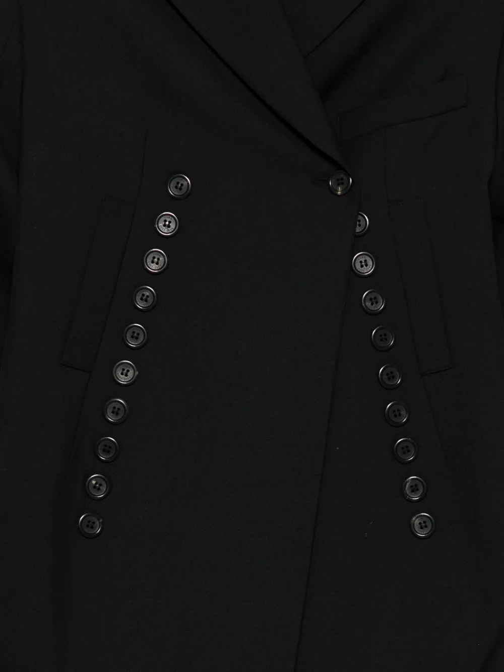 Rokh Button-detailed Ruffled Coat In Black