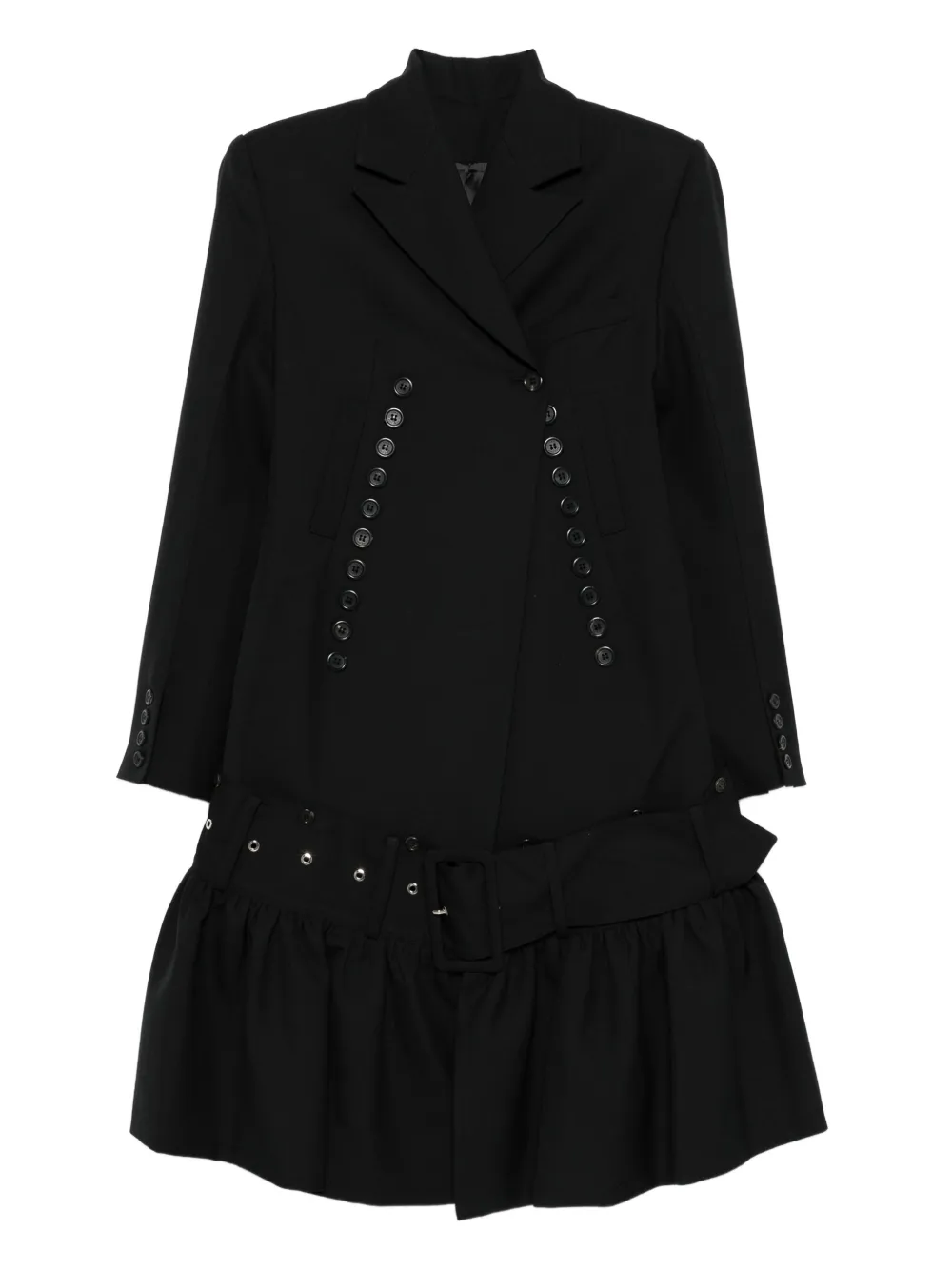 Rokh button-detailed ruffled coat | Black | Image 1
